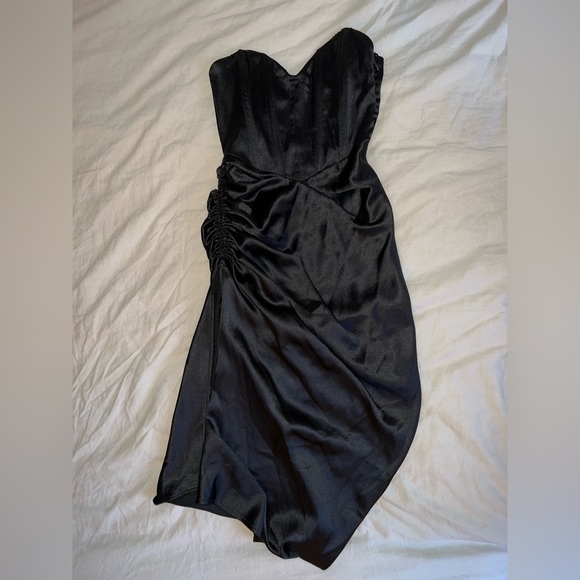 Satin Finish Black Corset Zara Dress - Picture 2 of 4